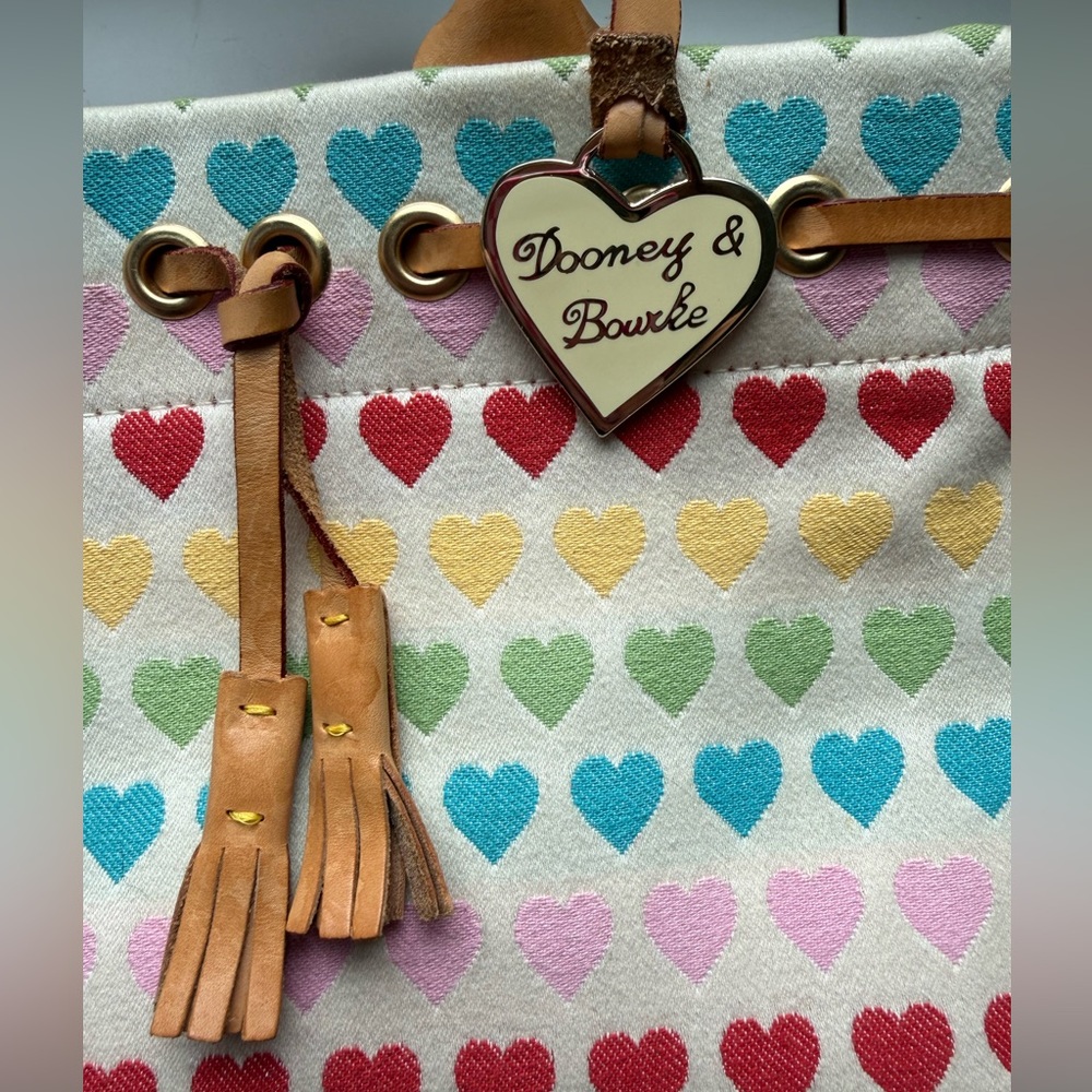 VINTAGE Dooney & Bourke Hearts Canvas Satchel EARLY 2000s Y2K authentic - Picture 4 of 12